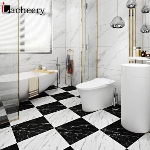 Bathroom Waterproof Marble Floor Tiles Sticker Living Room Bedroom Self Adhesive Ground Wallpaper Contact Paper Home Decor Decal