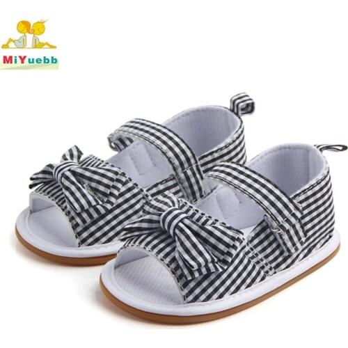 Summer Big selling new hot baby cotton toddler sandals baby girl learning first walking Bow sandals Hard bottom lx20