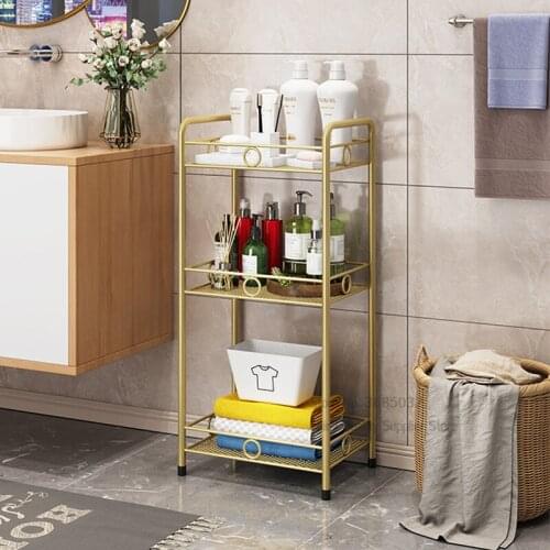 Nordic Unfading Golden Metal Shelf Special for Bathroom Multi-layer Storage Rack Waterproof Kitchen Storage Rack