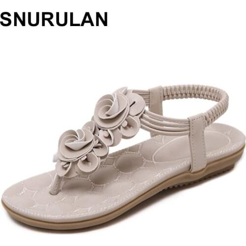 SNURULAN Summer sandals Womens Flip Flops with T-strap sandals flip-flops designer womens gladiator sandals with elastic band