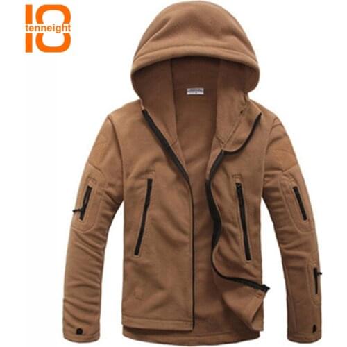 TENNEIGHT Military Tactical Fleece Jacket Men warmth Coat thickening Multiple Pocket Windbreaker Hoodie liner fleece Army Jacket