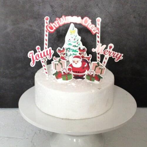 1 set New Years Cake Topper "Merry Chrismas" Cake Topper Personalized Festive Party Christmas Tree Cake Decoration Topper