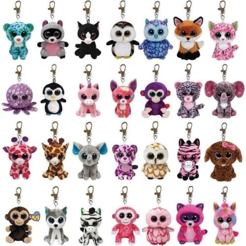 Ty Beanie Leopard Fox Raccoon Cat Dog Monkey Unicorn Giraffe Zebra Owl Plush Keychain Toy Clip Doll Bag Pendant Birthday Gift