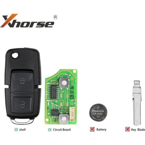 Xhorse Wire Universal Remote Key XKB508EN B5 Style 2 Buttons 1Piece