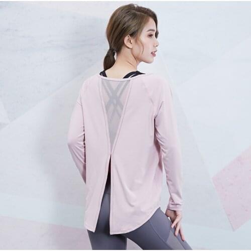Vansydical Sports Long Sleeve Tops Women Sexy Mesh Yoga Shirts Loose Workout Gym Tees Female Running Fitness T-shirts