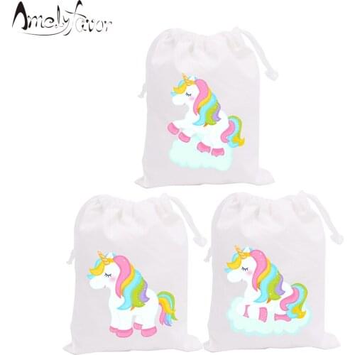 Unicorn Party Bag Gift Candy Bags Unicorns Kids Birthday Event Decorations Party Container Supplies Rainbow Unicorn Decorations