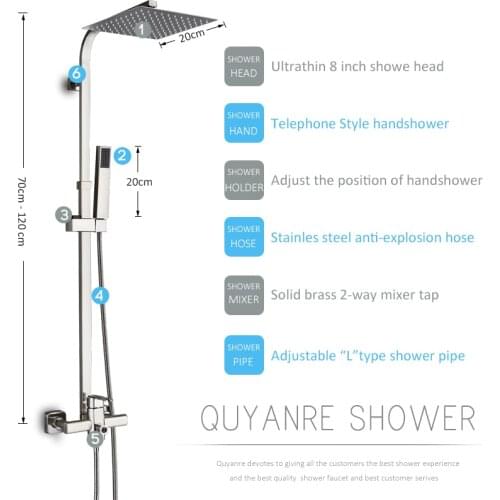Vidric Vidric Brushed Nickel Shower Faucets Set Wall Mount 8" Ultrathin Shower System Single Handle Mixer Tap Bath Shower Mixer