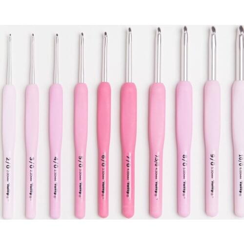Japan tulip TER/TEL Crochet Hook Pink Resin handle Knitting Needles Original authentic Imported from Japan 0.4-6.5mm