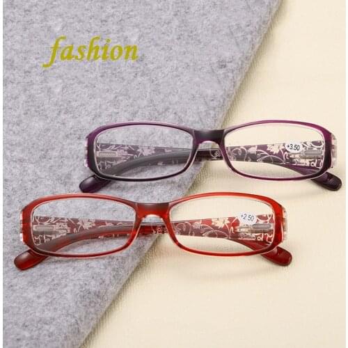 Ladies Printed Reading Glasses Women Red Eyewear Frame PC Purple Fashion Trend Resin Lens Presbyopia Eyeglasses 1.0-4.0 R265