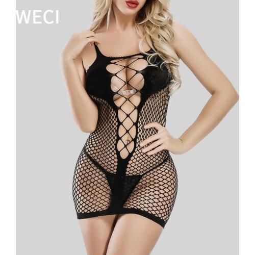 WECI Sexy Fishnet Bodysuit Mesh Catsuit Bdsm Lingerie Submissive Sensual Clothes Female Erotic Underwear For Girl Exotic Apparel