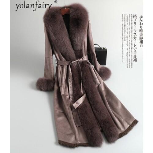 Womens Rabbit Fur Coat Female Winter Clothes Women Long Coats and Jackets Real Fox Rur Collar 2020 Mujeres Abrigos 1210 Pph1449