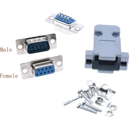 10PCS/lot RS232 Serial Port Connectors DB9 DB-09 Female Male Socket Shell Plastic Plug Connector 9pin COM Socket Adapter