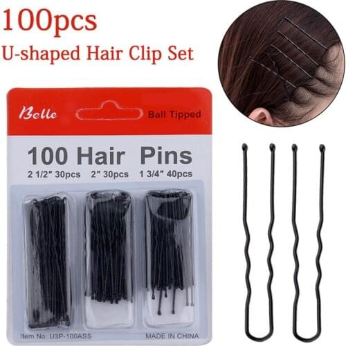 100pcs/set Women Lady Girl U Shaped Curly Wavy Grips Bobby Pins Invisible Hair Clips Hairstyle Hairpins Hair Styling Tool