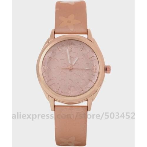 100pcs/lot fashion flower design no logo PU belt watch quartz casual wrist watch 4 number colorful dail wrist watch