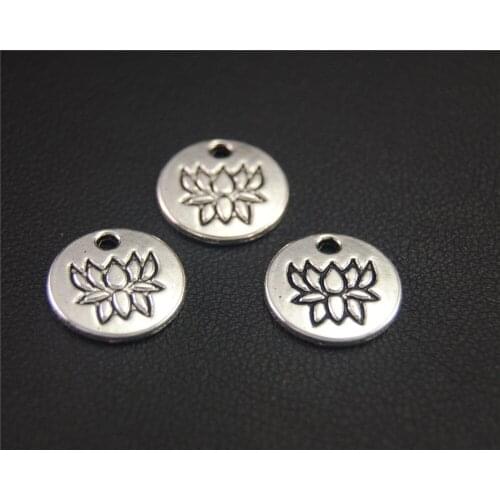 15pcs Silver Color Lotus Flower Charms Pendants For Jewelry Making DIY Handmade Craft 12mm A2025