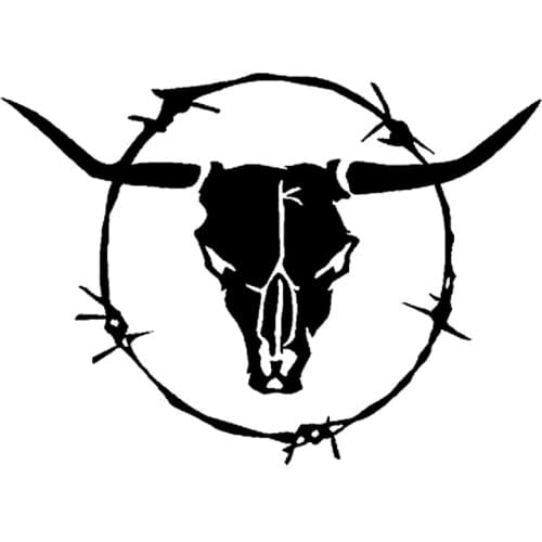 15cm*10.9cm Bardian Longhorn Bull Skull Barb Wire Cow Vinyl Decals Decor Car Sticker Black/Silver S6-3442
