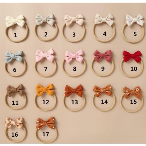 17 pcs/lot, 2 inch Mini Sailor Bow Baby Headbands, Fabric Bow Nylon Headbands, Baby Shower Gift Hair Accessories