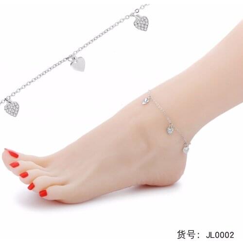 2018 New Bohemian CZ Zircon Anklets For Women Good Color Heart Ankle Bracelet Charm Beach Foot Jewelry Accessories Gifts JL0002