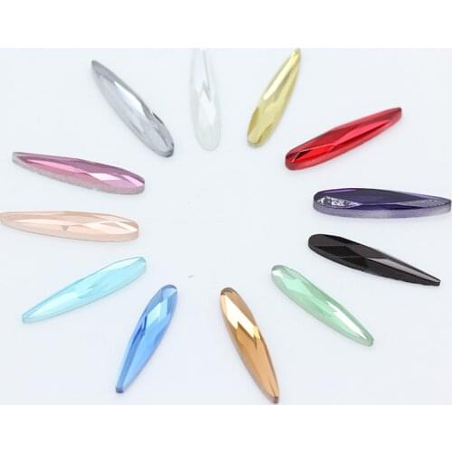 20p 6x30 Teardrop Color Foiled Flat Back faceted crystal Glass rhinestone Teardrop Gem Crystal Eye Facet jewelry making beads