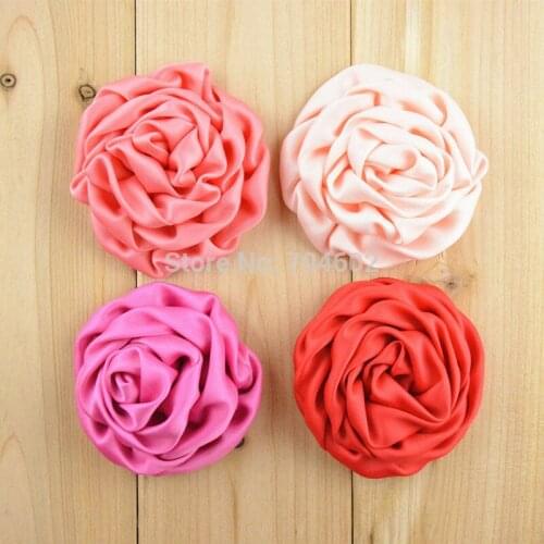 25Color Wholesale Headdress Flower Brooches Clothing Shoes Accessories Rose Buds Satin Fabric Flowers 200Pcs/lot FH39