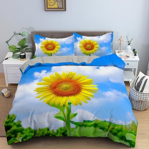 3D Aesthetic Sets Landscape Duvet Cover Sunflower Pattern Twin/Queen/King Size Bed Room Comfortable Bedding for Kids