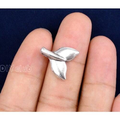60pcs-Antique Tibetan Silver Whale Tail Charms Pendant 17x16mm