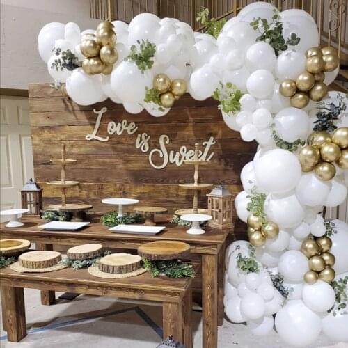 92pcs White Gold Metallic Latex Balloons Garland Arch Kit Romantic Marriage Weeding Decoration Background Globos Baby Shower