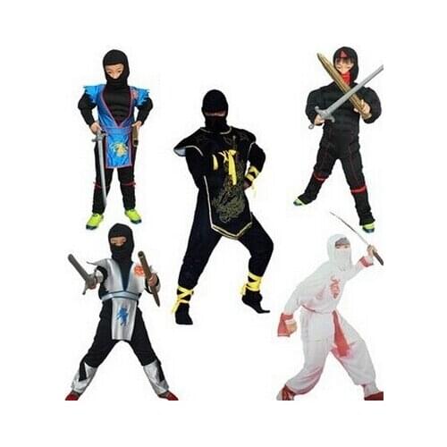 Free shipping,2015 Hot sale pattern Halloween childrens clothing Japanese samurai clothing Black ninja children clothes