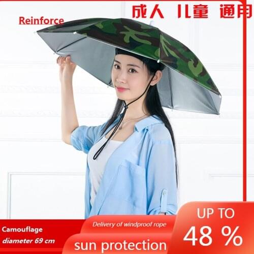 Fishman Umbrella Hat Large Umbrella Cap Bamboo Hat Umbrella Cap Head-Mounted Sun-Proof Top Fishing Tea Picking and Farming