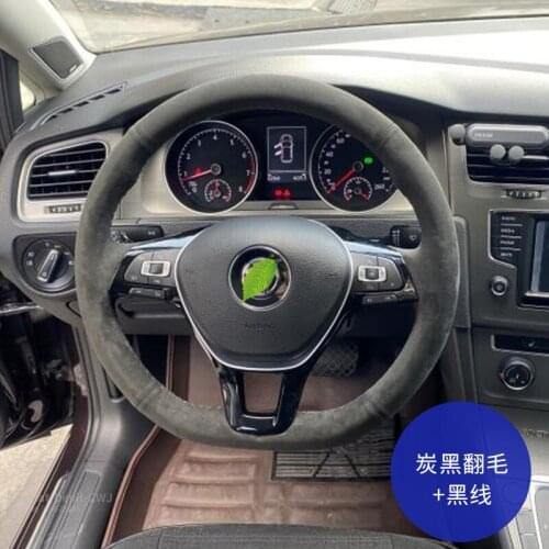 Steering wheel cover for Volkswagen Lavida plus Sagitar Golf Magotan Lamando Bora Passat Tiguan leather hand-stitch Car interior