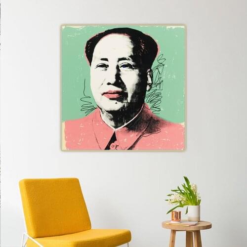 Citon Andy Warhol《Mao Zedong》Pop Art Canvas Oil Painting Artwork Poster Decorative Picture Wall Decor Home Decoration