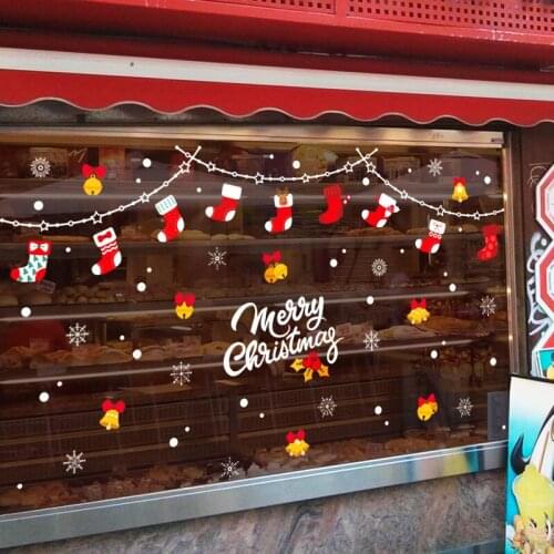 DIY Christmas stickers Christmas socks wall stickers shop window glass doors windows background decorations removable stickers