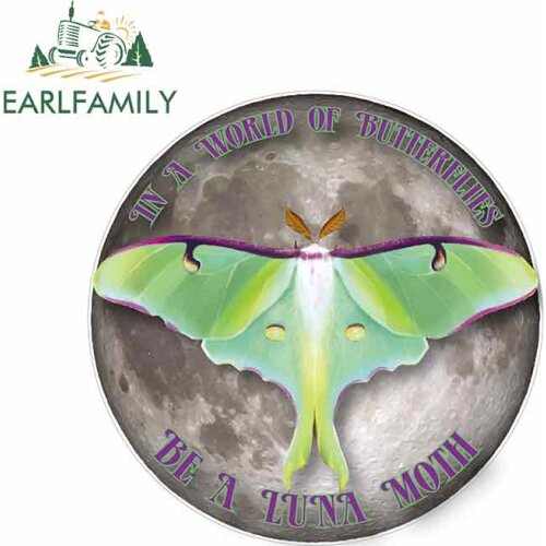 EARLFAMILY 13cm x 12.8cm for Luna Moth Cartoon Car Stickers Vinyl JDM Bumper Trunk Truck Graphics Bumper Windows DIY Fine Decal