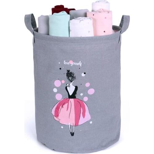 Flamingo Printed Storage Bin Large Sized Handled Canvas Fabric Collapsible Organizer Basket Waterproof Bins Laundry Hamper Baby