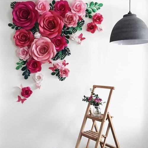 Large Simulation Cardboard Paper Rose Show Wedding Background Event Decoration Stage Simulation Paper Flower