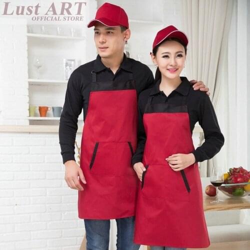 Food Service black red aprons for woman man apron hotel restaurant kitchen waiter aprons cooking apron B014