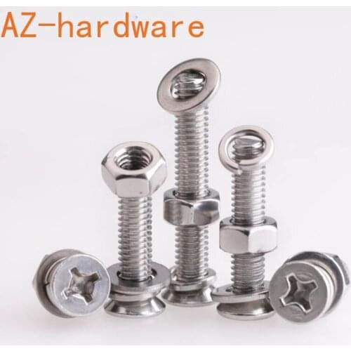 M6M8M10 stainless steel 304 countersunk head flat head cross screw nut gasket set large full gasket combination 10PCS