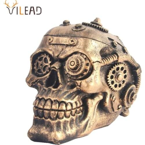 VILEAD Mechanical Skull Statue Resin Craft Skull Statues Sculptures Garden Statues Sculptures Skull Ornaments Creative Art