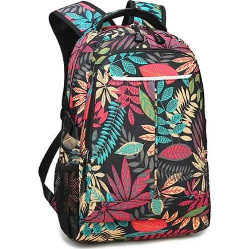 Fashionable Black Floral Print Backpack Flower Pattern Women Back Pack School Bookbag Bags for Teenager Girls and boys