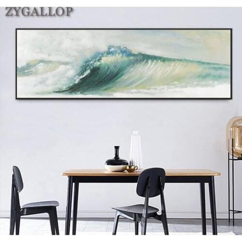 Sea Wave Abstract Oil Painting Print On Canvas Seascape Wall Art Posters and Prints Scandinavian Wall Pictures For Home Decor