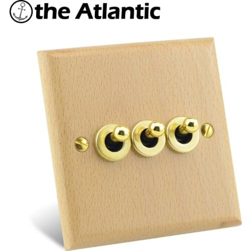 Wood Toggle Light Switch Wall Power Socket With USB Electrical Outlets RJ45 Switches Brass Lever EU French Retro Vintage Wooden