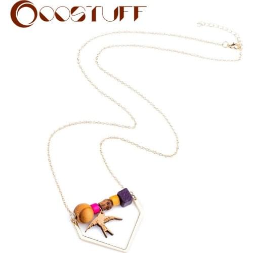 New Choker Necklace Colar Statement Necklace Kolye collier Wood Beads & Bird Pendant women necklaces & pendants collares collar