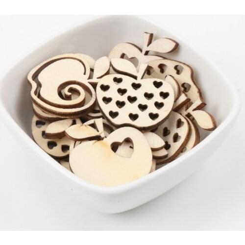 Natual Wooden Apple Pattern Scrapbooking Art Collection Craft for Handmade Accessory Sewing Home Decoration 30mm 20pcs