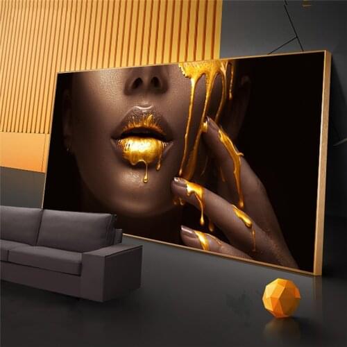 Large Size African Women Face with Sexy Lips Canvas Paintings on The Wall Wall Art Pictures Posters And Prints for Home Decor