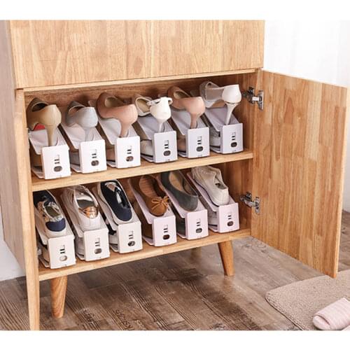 1 pcs Durable Adjustable Shoe Organizer Footwear Support Slot Space Saving Cabinet Closet Stand Shoes Storage Rack Shoebox