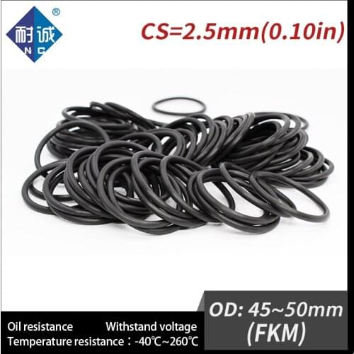 2PC/lot Rubber Ring Black FKM O ring Seals Thickness 2.5mm OD 45/46/47/48/49/50mm Rubber O-Rings Fuel Washer