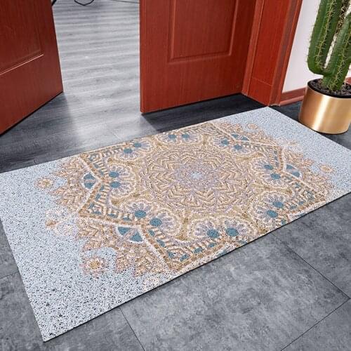 Nordic style Entrance hall carpet PVC wire loop mat retro european totem Door mat Living room floor mat bathroom non-slip rug
