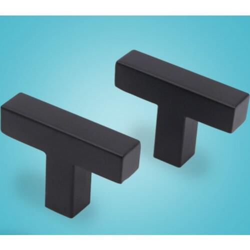 Single Hole T-Shaped Square Tube Handle Drawer Handle Black Cabinet Handle Stainless Steel Small Handle Cabinet Door Handle