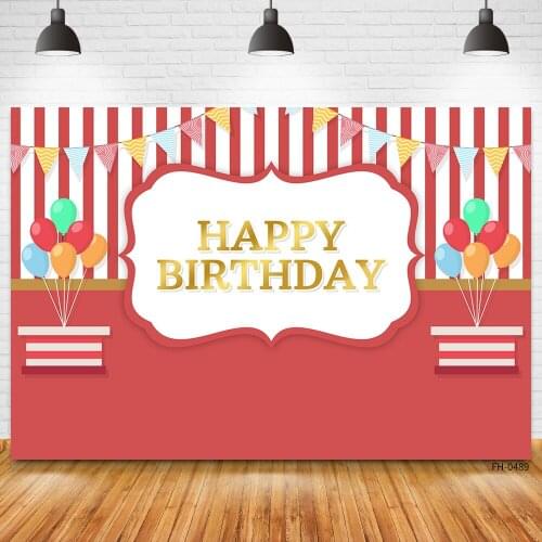 Custom Name Balloon Red Stripe Decor Photography Backgrounds For Newborn Baby Child Birthday Party Photo Studio Vinyl Backdrops