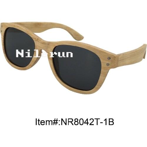 High quality light thin natural bamboo sunglasses with decorative metal pins